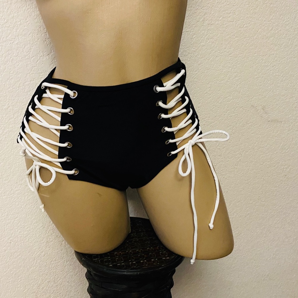 lovers + friends black lace up bikini small NWOT